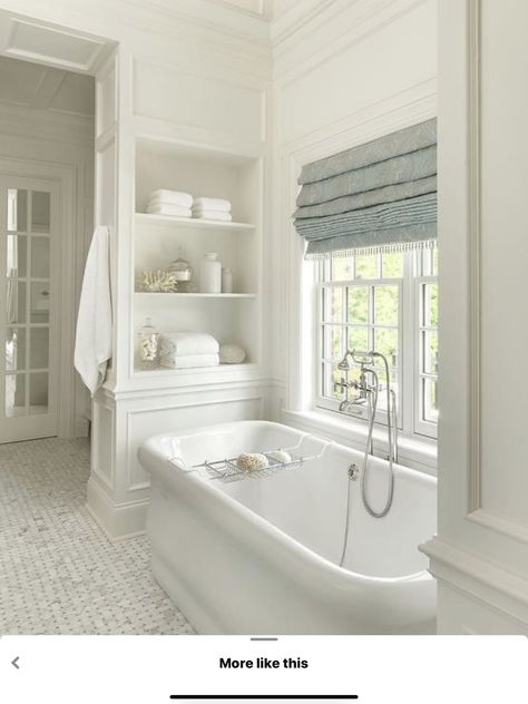 Tub Storage, Ideas For Bathrooms, Freestanding Bathroom Storage, New House Bathroom, Cottage Bathroom, Standing Bath, Master Bath Remodel, Bathroom Remodel Designs, Bathroom Design Luxury