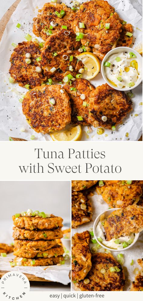 These Tuna Patties with Sweet Potato are always a crowd-pleaser! Ready in just 30 minutes, they’re crispy, flavorful, and so delicious! This gluten-free recipe is perfect as a light meal or hearty appetizer. #tunapatties #tunacakes #fishcakes Fish Patties Recipes, Tuna Patty, Hearty Appetizer, Beach Cooking, Tuna Patties Recipes, Sweet Potato Patties, Tuna Patties, Potato Patties, Healthy Appetizer Recipes