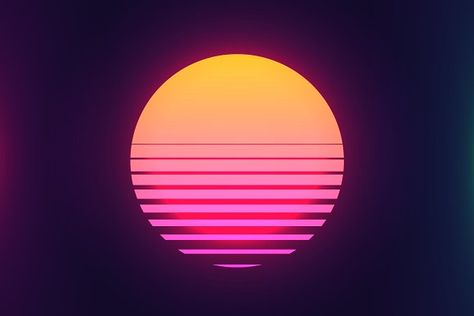 Vintage 80s colorful retro sunset. by Crafter on @creativemarket Soundwave Design, Vaporwave Sunset, 80s Sunset, 80s Illustration, 80s Colors, Synthwave Art, Vaporwave Wallpaper, Vaporwave Art, Futuristic Background