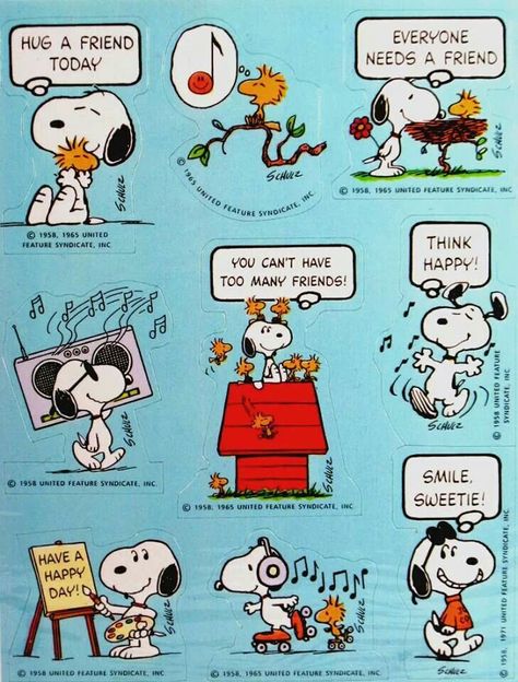 Snoopy friendship! (I think I had these stickers when I was growing up!) Peanuts Merchandise, Peanuts Quotes, Snoopy Stuff, Snoopy Comics, Snoopy Cartoon, Vintage Snoopy, Snoopy Funny, Peanuts Snoopy Woodstock, Snoopy Images