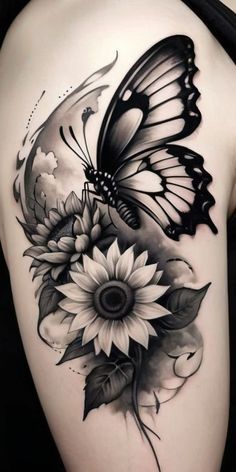 Borboleta Tattoo, Rose And Butterfly Tattoo, Wife Tattoo, Rose Drawing Tattoo, Rose Tattoos For Women, Butterfly Tattoos For Women, Clever Tattoos, Tattoo Quotes For Women, Medusa Tattoo