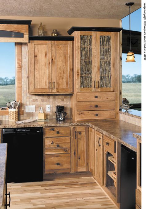 32+ Rustic Kitchen Cabinet Ideas & Projects (With Photos) In 2021 Hickory Kitchen Cabinets, Hickory Kitchen, Hickory Cabinets, Rustic Kitchen Cabinets, Kitchen Wood, Rustic Modern Kitchen, Farmhouse Kitchen Cabinets, Rustic Kitchen Design, Rustic Farmhouse Kitchen