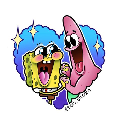 Spongebob and Patrick tattoo design Spongebob And Patrick Tattoo, Patrick Tattoo, Patrick Drawing, Spongebob Best Friend, Spongebob Tattoo, Patrick Spongebob, Goth Disney Princesses, Goth Disney, Spongebob And Patrick