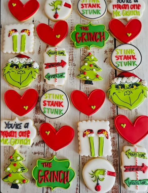 Decorated Sugar Cookies, Sugar Cookies, Grinch, Christmas Gift, Birthday, Christmas, Green, Gifts