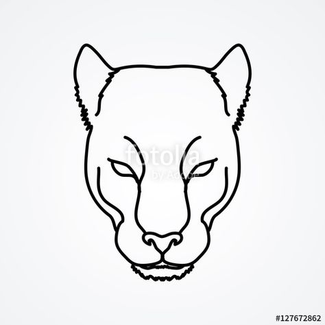 Vector: Black Panther Head outline graphic vector. Black Panther Logo Design, Tree Frog Tattoos, Head Outline, Black Panther Tattoo, Tattoo Fonts Generator, Panther Head, Easy Animal Drawings, Panther Tattoo, Panther Art