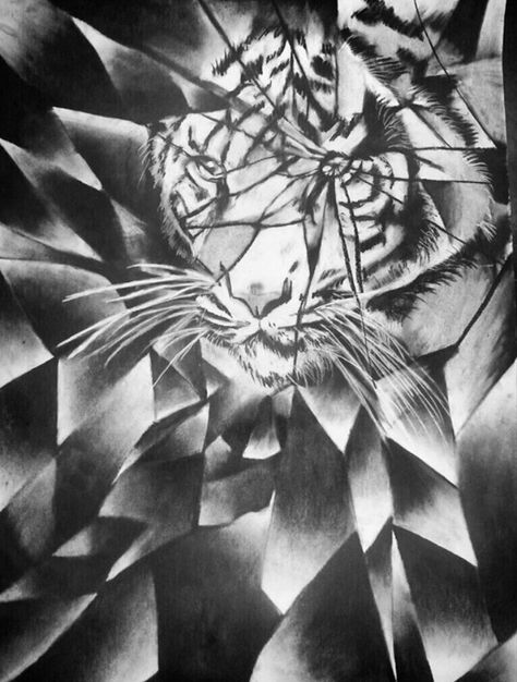 Tiger Shattered Value - Charcoal by GloriaMarie74 on DeviantArt Value Drawing Ideas, Teapot Drawing, Value Drawing, Mirror Drawings, High School Art Projects, Middle School Art Projects, Art Lessons Middle School, Hidden Images, Scale Drawing