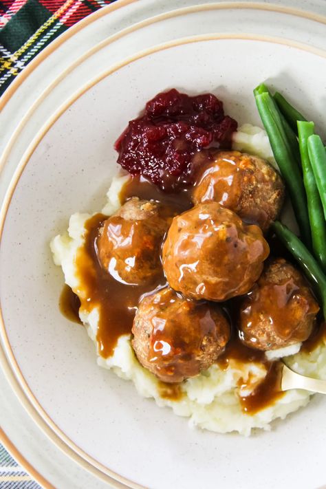 Christmas Turkey Meatballs, Turkey Meatballs In Gravy, Turkey Meatballs Gravy, Stove Top Turkey Meatballs, Stuffing Meatballs Stovetop, Turkey And Stuffing Meatballs, Thanksgiving Turkey Meatballs, Turkey Meatball Appetizer, Turkey Meatballs And Gravy