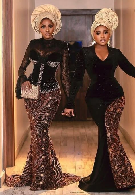 Nigerian Lace Dress Styles For Wedding Guest, Black Aso Ebi Lace Styles, Black Asoebi Lace Styles, Material Styles For Ladies, Material Styles, Aso Ebi Dresses, Aso Ebi Lace Styles, Nigerian Outfits, Nigerian Lace Styles Dress