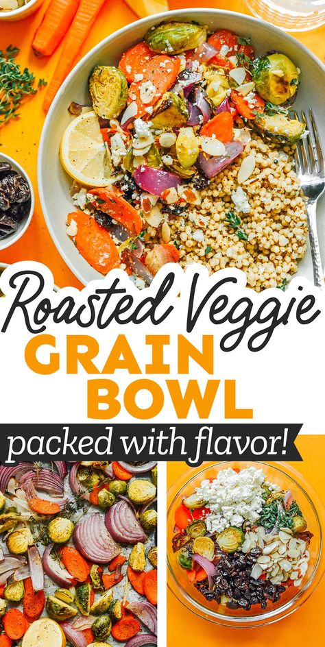 These Roasted Vegetable Grain Bowls check all the boxes. Tender roasted veggies, lemony sorghum, sliced almonds, and tangy feta cheese. Your new favorite healthy weeknight dinner! #vegetarian #roastedveggies #vegetables #dinner Frugal Dinners, Sorghum Recipes, Vegetables Dinner, Veggie Bowls, Veggie Meal, Bowl Meals, Dinner Vegetarian, Healthy Budget, Grain Bowls