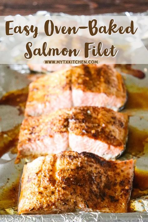 The perfect recipe for cooking a salmon filet for one in the oven. Customize with your favorite seasoning for an easy dinner entrée ready in less than 30 minutes! #salmon #salmonrecipe #dinnerideas Baked Salmon Filets, Recipe Teacher, Oven Baked Salmon Recipes, Salmon Recipes Oven, Oven Salmon, Salmon Recipes Baked Healthy, Baked Salmon Recipe, Oven Baked Salmon, Fish Dinner Recipes