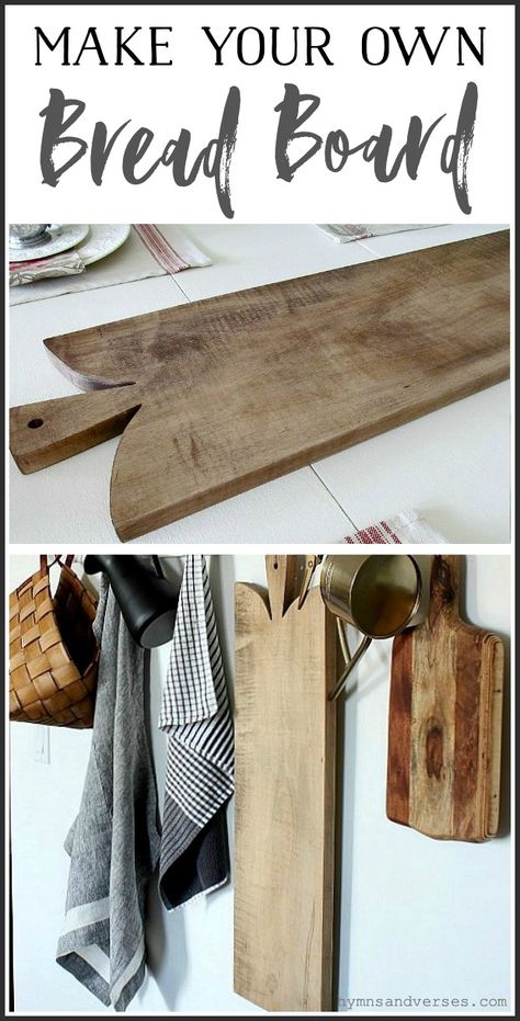 How to make a vintage style bread board. Includes the kind of wood to use and what you need to make your bread board food safe. #hymnsandverses #breadboard #diyproject #diybreadboard #makeabreadboard #woodforbreadboard #treatbreadboard #breadboardcare #kitchendiy Bread Boards Wooden Diy, Diy Bread Board, Bread Boards Decor Ideas, Farm Pantry, Kitchen Decor Orange, Make Your Own Bread, Diy Bread, Charcuterie Board Diy, Orange Kitchen Decor