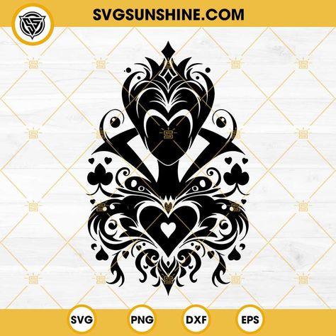 Queen Of Hearts Mandala Art SVG Queen Of Hearts Svg, Disney Silhouette Art, American Embroidery, Disney Silhouette, Hearts Svg, Disney Queens, Valentine Embroidery, Easter Embroidery Designs, Mad Hatter Party