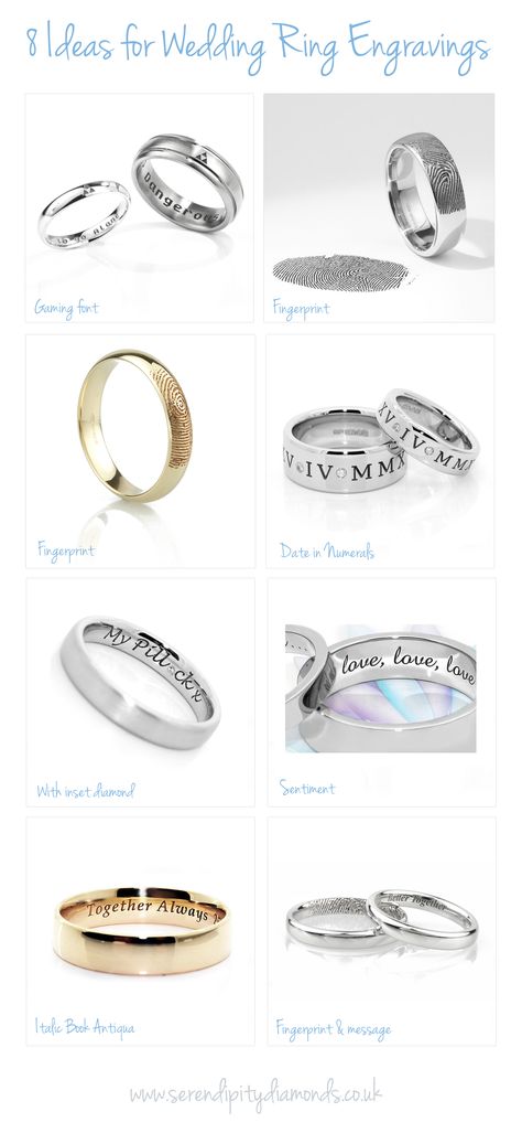 Ideas and inspiration for engraved wedding rings. Visit our dedicated information page for more ideas on cost and how to commission an engraved wedding ring with message, name, date or a completely unique design such as a fingerprint. Wedding Ring Engraving Ideas Messages, Engraving Wedding Ring Ideas, Ring Engravement Ideas, Wedding Band Engraving Ideas For Him, Wedding Ring Engraving Ideas Words, Wedding Ring Engraving Ideas Messages Unique, Engagement Ring Engraving Ideas, Ring Engraving Ideas Quotes, Wedding Band Engraving Ideas