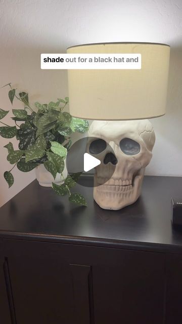 Morgan Renfro on Instagram: "I made a skeleton Halloween lamp using a thrifted lamp and a plastic skull! I got inspiration from the Anthropologie animal lamp dupe I made a few months back and decided to make something a little spookier for the fall season. I’m obsessed with how the lamp turned out - but my husband may be onto something with the top hat idea. 💀💡 #diylamp #halloweendecor #halloweendiy #doityourself #uniquelamp #anthropologieinspired #diymama #diyhalloweendecor" Halloween Lamps, Animal Lamp, Anthropologie Inspired, Diy Lamp Shade, Hat Ideas, Unique Lamps, Diy Lamp, Halloween Skeletons, Hallows Eve