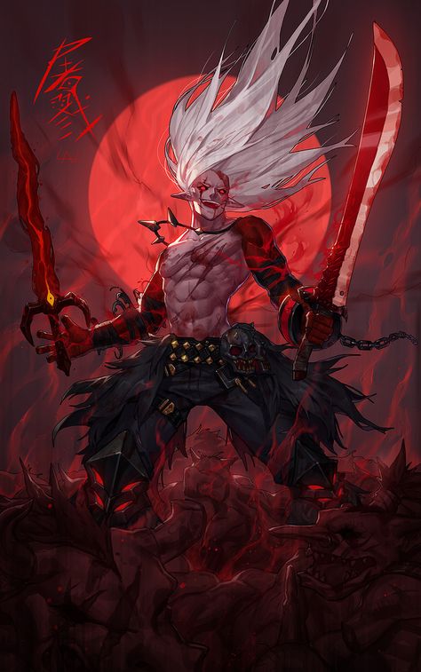 ArtStation - Mishupaf butcher‘s Large Sword, - Lan - Demon Artwork, Yuuki Konno, 다크 판타지, Pahlawan Super, Samurai Art, Demon Art, Arte Obscura, Art Fantasy, Fete Anime