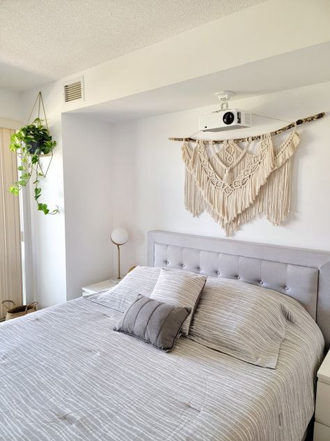 Macrame Over Bed Headboards, Macrame Bed Headboard, Macrame Over Bed, Macrame Bed, Macrame Headboard, Simple Macrame, Large Macrame, Bohemian Bedroom, Macrame Decor