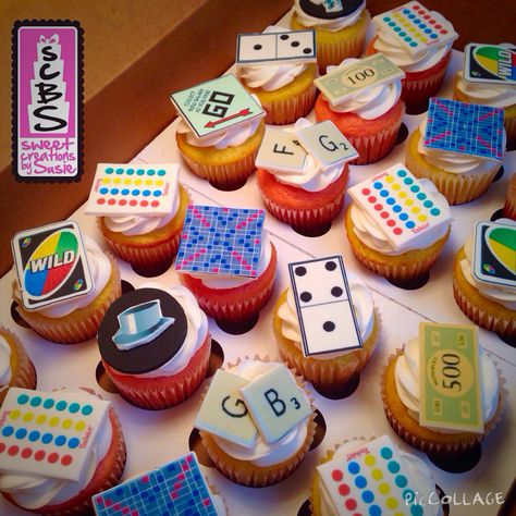 Game Night Cupcakes, Game Night Treats, Board Game Cupcakes, Game Night Cake Ideas, Game Night Dessert Ideas, Board Game Cake Ideas, Board Game Birthday Cake, Game Night Cake, Board Game Birthday Party