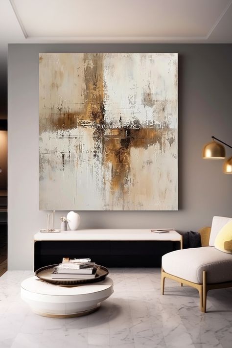 Original handmade neutral abstract painting with textured beige, brown, and gold tones on canvas, customizable sizes available Abstract Painting Beige, Beige Aesthetic Abstract, Tan Abstract Art, Tan And Brown Abstract Art, Abstract Painting Brown Beige, Neutral Decor, Abstract Canvas Art, Contemporary Decor, White Painting