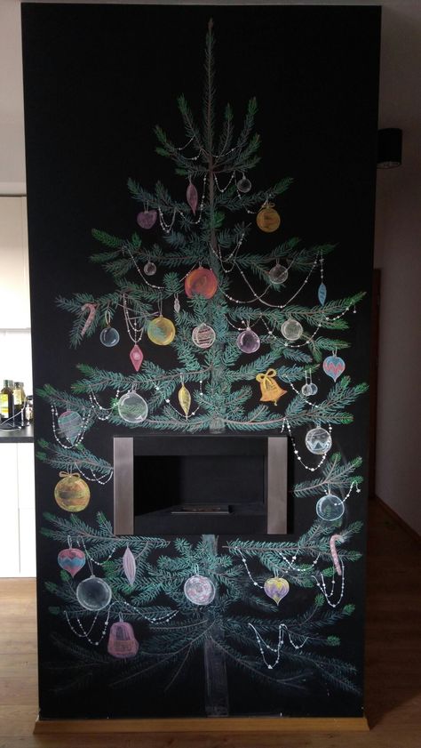 Holiday Chalk Art, Christmas Tree Chalkboard Art, Christmas Tree Chalkboard, Chalkboard Christmas Tree, Chalkboard Inspiration, Christmas Chalkboard Art, Chalkboard Wall Art, Chalkboard Christmas, Christmas Tree Drawing