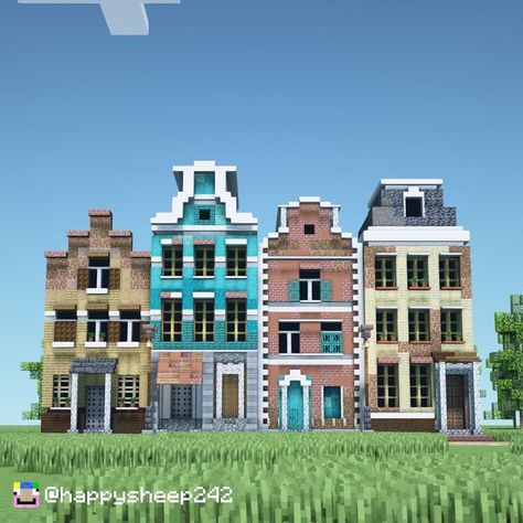 Built this classical townhouse street in Minecraft! :) Minecraft Street Building, Minecraft Townhouse Tutorial, Minecraft Street House, Minecraft Houses City, Minecraft Town House Ideas, Minecraft Town Buildings, Townhouses Minecraft, Minecraft City Street, Minecraft Building Ideas Town