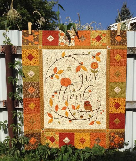 Thanksgiving Wall Hanging Quilt, Turkey Quilt, Fall Wall Hangings Quilted, Fall Patchwork, Panel Quilt Patterns, Freemotion Quilting, Fall Fabric, Fall Quilts, Halloween Quilts