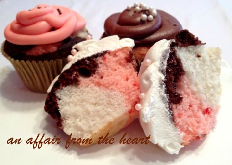 Neopolitan Cupcakes, Sweet Treat Ideas, Neapolitan Cupcakes, Valentine Sweets, Cake Mix Cupcakes, Italian Biscuits, Strawberry Cake Mix, Treat Ideas, Chocolate Cake Mixes