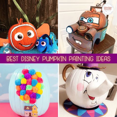 See 41  of the best Disney pumpkin painting ideas that are easy and require no carving! Perfect for adding some Disney magic to your Halloween decorations, these ideas feature beloved classic characters like Mickey, Ariel, and Stitch. Grab your paintbrush and start painting a magical pumpkin for the fall and spooky season! Peanuts Painted Pumpkin, Pumpkin Painting Disney, Disney Painted Pumpkins, Disney Pumpkin Painting Ideas, Storybook Pumpkin Ideas, Nemo Pumpkin, Winnie The Pooh Pumpkin, Disney Pumpkin Painting, Book Character Pumpkins