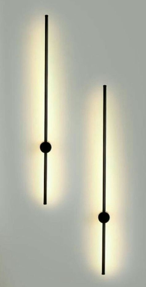 Metal Lighting Design, Wall Led Lights, Japandi Lighting, Modern Minimalist Lighting, Minimal Lamp, Lamp Pipes, Staircase Wall Decor, Staircase Design Modern, Hallway Wall Lights