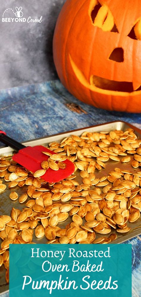 Oven Baked Pumpkin Seeds, How To Bake Pumpkin Seeds In Oven, Honey Cinnamon Pumpkin Seeds, Honey Roasted Pumpkin Seeds, Roasting Pumpkin Seeds Oven Easy, Easy Pumpkin Seeds Recipe, Toasted Pumpkin Seeds Recipe, How To Bake Pumpkin Seeds, Roasting Pumpkin Seeds Oven