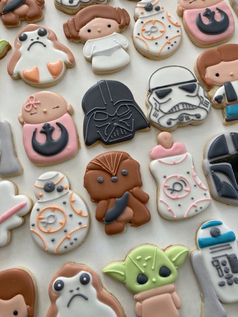 Star Wars Sugar Cookies, Star Wars Favors, Star Wars Cookies, Star Wars Baby Shower, Princess Star, Twins Birthday, Star Wars Cake, Star Shower, Cookie Time