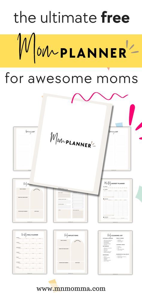 mom planner to print for free at home! Great for working moms or stay at home moms. Busy Mom Planner Free Printable, Mom Binder Printables Free, Mom Planner Printables Free, Planners For Moms, Busy Mom Planner, Planner For Moms, Best Planners For Moms, Working Mom Organization, Family Budget Planner