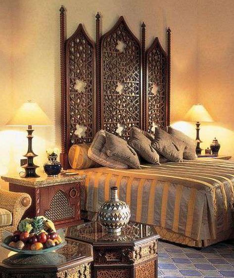 35+ Elegant and Luxury Arabian Bedroom Ideas #bedroom #bedroomdecor #bedroomideas Arabian Bedroom Ideas, Arabian Bedroom, Design Marocain, Moroccan Room, Arabic Decor, Moroccan Bedroom, Moroccan Interiors, Moroccan Decor, Small Bathroom Decor