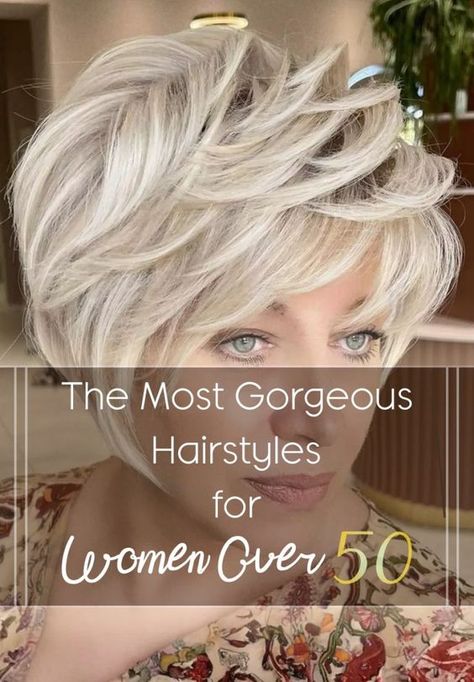 When it comes to hair, maintaining a stylish haircut becomes a top priority for many of us women over 50. Gone are the days of spending hours in front of the mirror wrangling with haircuts requiring a lot of time and energy. Sassy Haircuts For Women Over 50, Over 50 Short Hair, Sassy Hair Older Women, Date Hairstyles, Short Sassy Haircuts, Sassy Haircuts, Haircuts For Medium Length Hair, Short Silver Hair, Gorgeous Hairstyles