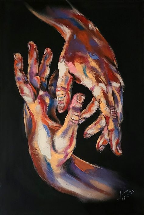 Painting With Hands, Hand Gesture Drawing, Meaningful Paintings, Deep Art, Oil Pastel Art, Expressionist Art, Painting People, Arte Obscura, A Level Art