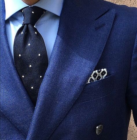 Sharp Mid Blue Suit, Navy Blue Blazer Outfit, Double Breasted Suit Men, Older Mens Fashion, Dapper Suits, Stylish Mens Suits, Dapper Mens Fashion, Blue Suits, High Fashion Men