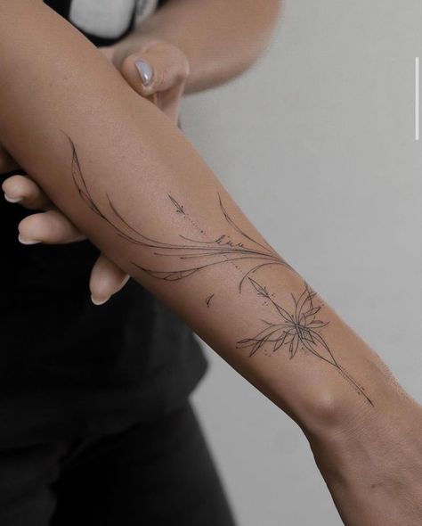 Womens Dainty Arm Tattoos, Wrapped Wrist Tattoo, Woman Elbow Tattoo, Dainty Arm Sleeve Tattoo, Tattoos That Wrap Around Arm, Outside Arm Tattoo Women, Ornamental Hand Tattoos For Women, Power Tattoos For Women, Wrist Tattoos For Women With Meaning