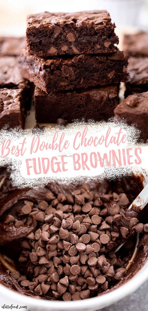 Rich Recipes, Fudge Brownie Recipe, Fudgy Brownie Recipe, Double Chocolate Brownies, Brownies Recipe Homemade, Chocolate Chip Brownies, Best Chocolate Desserts, Chocolate Fudge Brownies, Crinkle Top