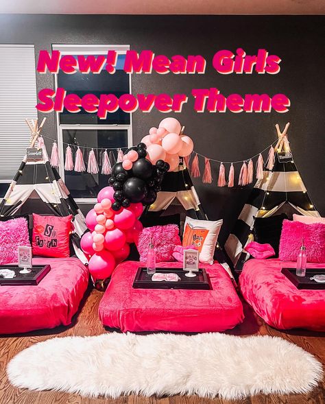 Aria booked a second party with us, and this time she requested the ultimate ‘Mean Girls’ theme! We went all out, bringing custom elements to life for a sleepover filled with glam, giggles, and iconic quotes. Ready to channel your inner Regina? Slumberlux has got you covered! #meangirlssleepover #meangirls #theplastics #burnbook #thorntoncolorado #denver #coloradokids #LuxurySleepover #PartyGoals #slumberluxco #teepeeparty #denvereventplanner Mean Girls Sleepover, Slumber Party Ideas For Teens, Mean Girls Birthday Party Theme, Mean Girls Birthday Party, Girls Sleepover Party, Mean Girls Party, Iconic Quotes, Teepee Party, Girl Sleepover