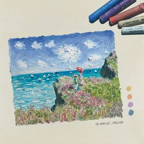 Ocean Pastel Drawing, Oil Pastel Landscape, Pastel Crayons, Oil Pastels Painting, Oil Pastel Paintings, Pastel Landscape, Oil Pastel Drawings, Oil Pastel Art, Pastel Paintings