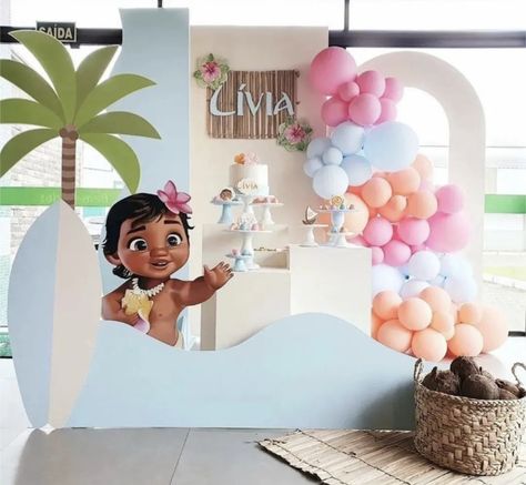 Moana Birthday Decorations, Moana Birthday Cake, Moana Birthday Party Theme, Moana Theme Birthday, Festa Moana Baby, Baby Party Decorations, Moana Theme, Moana Themed Party, Ocean Birthday Party