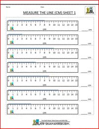 printable measurement worksheets - measure the line sheet 1 - measure a line in cm using a ruler going up in 1s Reading A Ruler, Measurement Kindergarten, Measurement Worksheets, Free Printable Math Worksheets, Measurement Activities, 2nd Grade Math Worksheets, Math Measurement, Fractions Worksheets, 2nd Grade Worksheets