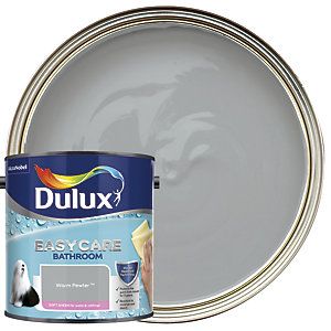 Dulux Easycare Bathroom Soft Sheen Emulsion Paint - Warm Pewter 2.5L Chic Shadow, Polished Pebble, Diy And Home Improvement, Rock Salt, Summer Linen, Painted Ceiling, Kitchen Paint, Painting Bathroom, White Bathroom