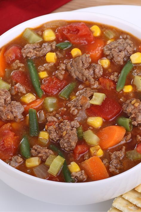 Weight Watcher Vegetable Soup, Make With Ground Beef, Hamburger Vegetable Soup, Recipes With Ground Beef, Beef Soup Recipes, Soup With Ground Beef, Weight Watchers Soup, Hamburger Soup, Weight Watchers Soup Recipes