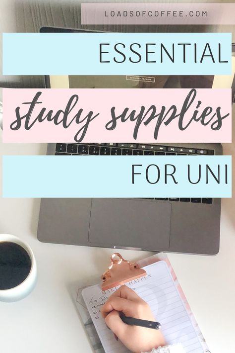 A guide to the essential study supplies you need to be successful in your school and university/college career! #unistudent #organisation #stationery University Stationary List, University Supplies List, Stationary For University, Uni Stationary Essentials, Study Essentials Supplies, Stationary List, Uni Checklist, University Stationery, University Supplies