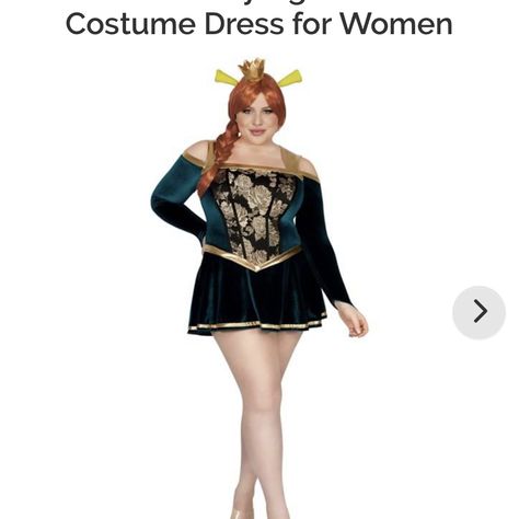 Ogre Costume, Plus Size Princess, Shrek Costume, Crown Headpiece, Plus Size Halloween Costume, Plus Size Costumes, Velvet Mini Dress, Plus Size Halloween