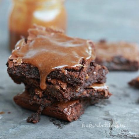 Cinnamon Salted Caramel Brownies – Baker Bettie Brownie Recipe With Cocoa, Vegan Salted Caramel, Baker Bettie, Gluten Free Desserts Healthy, Cocoa Brownies, Fudgy Brownie Recipe, Salted Caramel Brownies, Blondies Recipe, Caramel Brownies