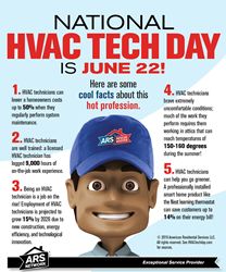 ARS/Rescue Rooter Celebrates National HVAC Tech Day on June 22 Hvac Humor, Safety Meeting, Hvac Tech, National Day Calendar, In The Air Tonight, Radiant Barrier, Cold Time, Hvac Technician, Chief Marketing Officer