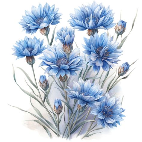 Cornflower Bouquet, Blue Flower Clipart, Delphinium Flower, Image Background, Watercolor Images, Elegant Tattoos, Jpg Images, Craft Art, Flower Clipart