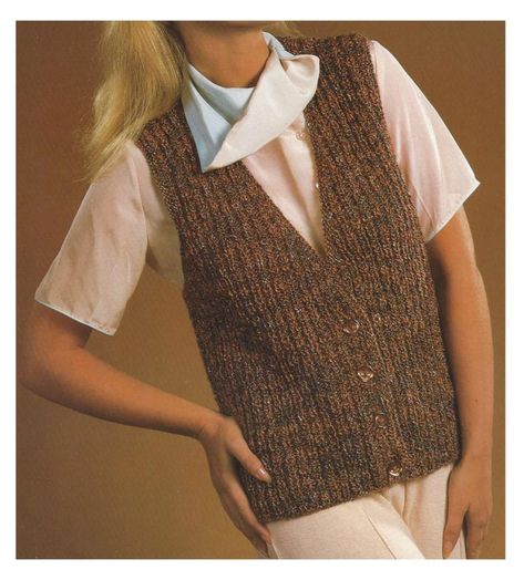 PDF Knitting Pattern Ladies Womans Ribbed Waistcoat - Fit 30-40" chest- Instant Download PDF- Aran yarn by GranniesWoolyBasket on Etsy Waistcoat Knitting Pattern, Easy Ribs, Women Waistcoat, Knitting Terms, Knit Vest Pattern, Pdf Knitting Pattern, Vest Pattern, Simple Girl, Knitting Women