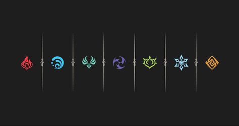 An image for a widget. Genshin Impact Element Symbols Wallpaper, Genshin Loading Screen, Genshin Elements, Genshin Homescreen, Genshin Impact Elements, Element Symbols, Drawing Ideas, Genshin Impact, Minecraft